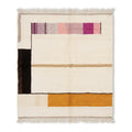 Tapis berbère Azilal blanc crème avec motifs géométriques rose violet et orange design moderne fait main en laine