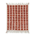 Tapis berbère damier rouge brique et blanc en laine naturelle fait main