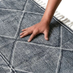 Tapis berbère gris en laine texture douce pressée à la main confort moelleux artisanat marocain