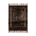 Tapis berbère Mrirt en laine marron foncé avec motifs géométriques en relief et franges artisanales