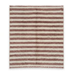 Tapis berbère à rayures horizontales vieux rose et beige en laine naturelle tissé à la main