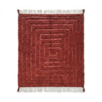 Tapis berbère Mrirt rouge terre de Sienne relief géométrique laine naturelle tissé main
