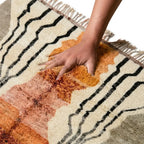 Tapis berbère terracotta testé à la main texture douce et moelleuse laine épaisse artisanale haut de gamme