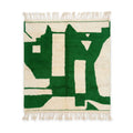 Tapis berbère Beni M'guild vert émeraude et beige crème, laine naturelle épaisse, motif abstrait contemporain fait main, artisanat marocain.