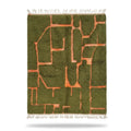 Tapis berbère Mrirt vert olive motifs géométriques orange laine naturelle tissée main